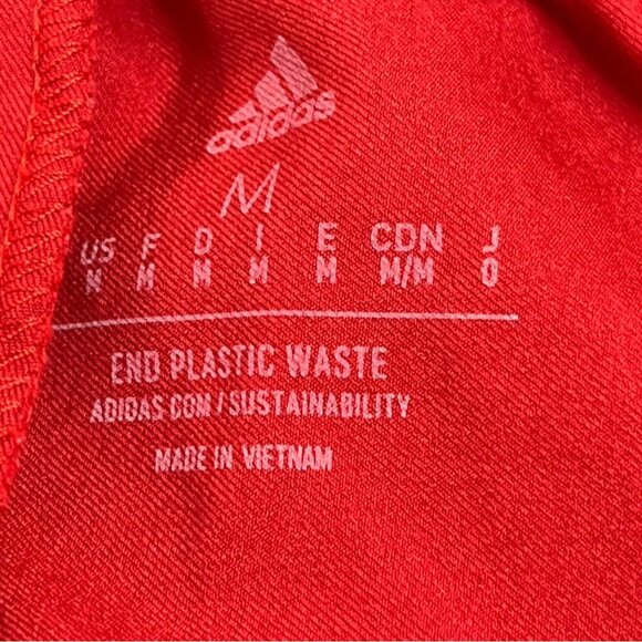 Adidas Red Athletic Shorts Striped Design Mens L Polyester Lightweight 15L - Picture 2 of 5